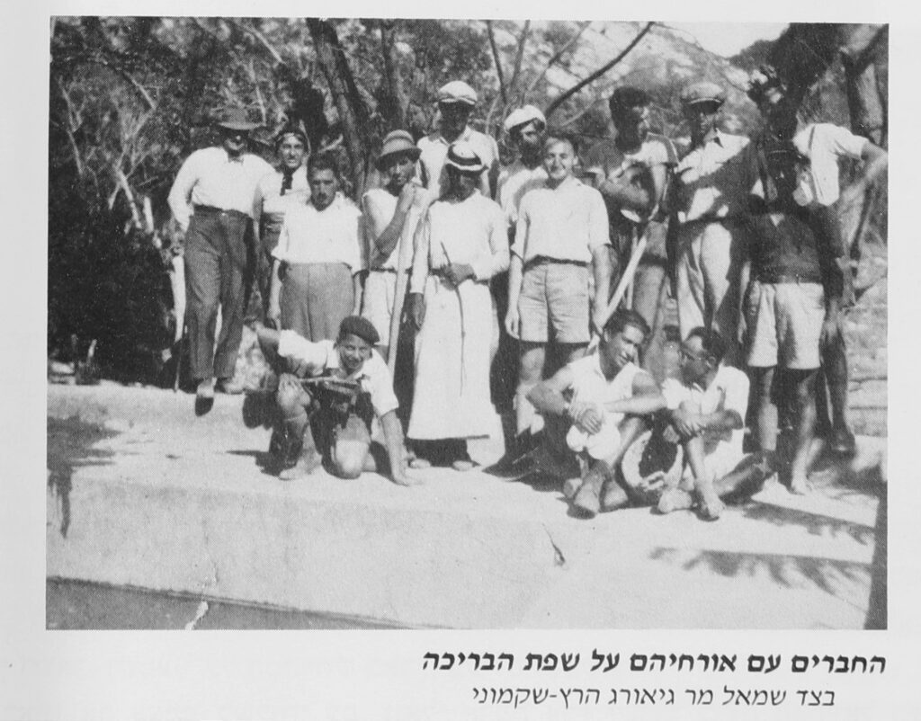 החברים עם אורחים על שפת הבריכה